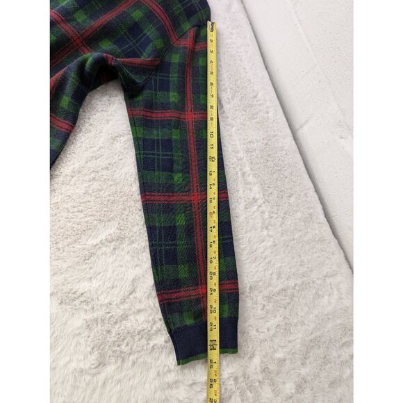 J. McLaughlin Men's Sweater‎ Round Neck Green Red Plaid Size Large Cotton Modal - Picture 6 of 8